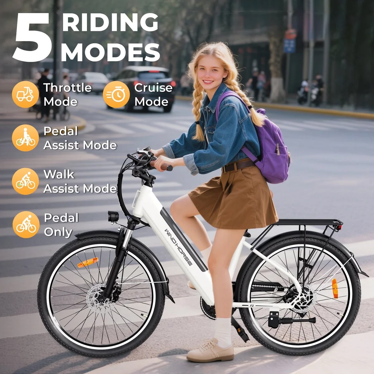 Wind horse F2 Electric Bike for Adults – 350W | 36V 13Ah | 26-Inch Tires