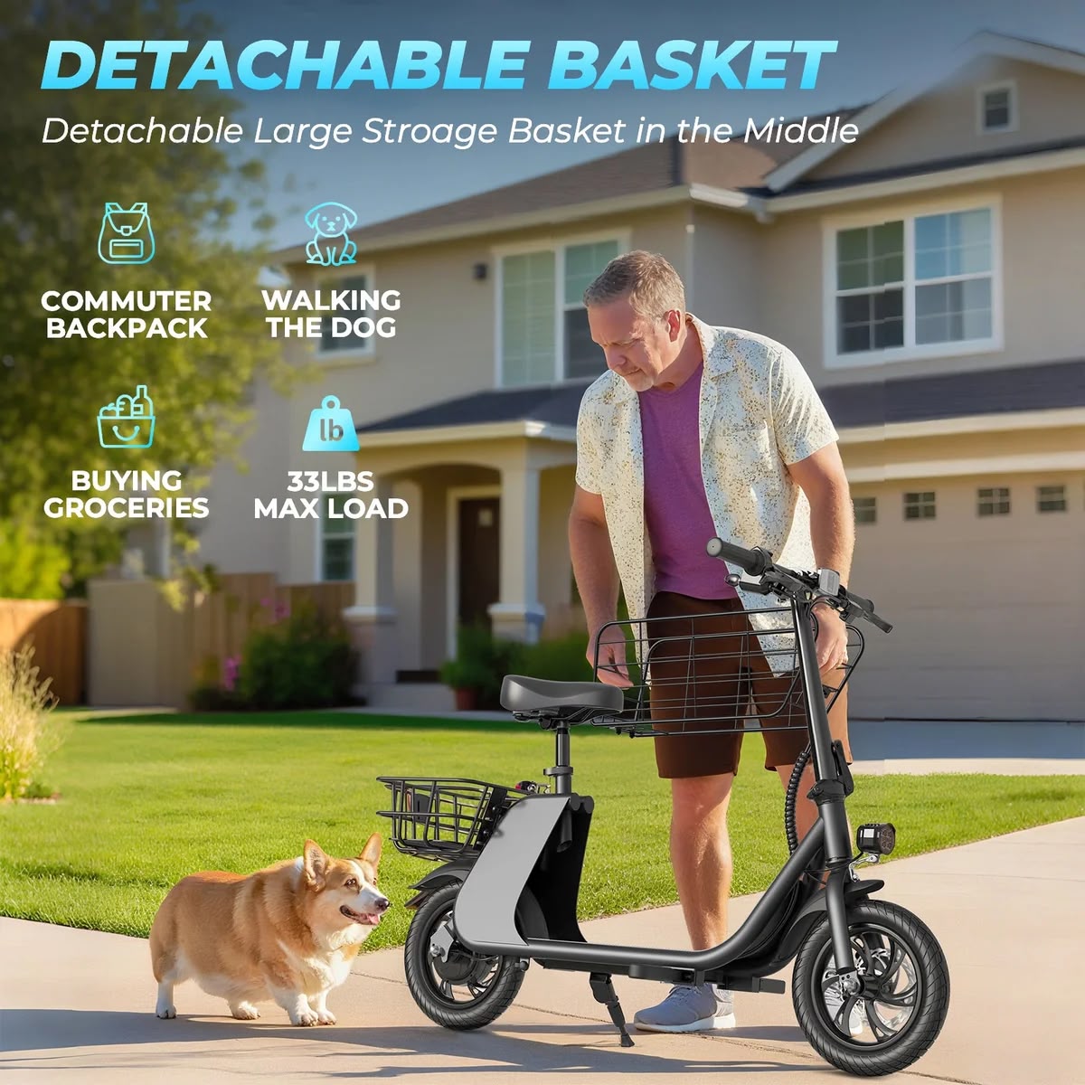 C2 Cargo Electric Bike – 450W | 36V 8Ah | Dual Storage Baskets